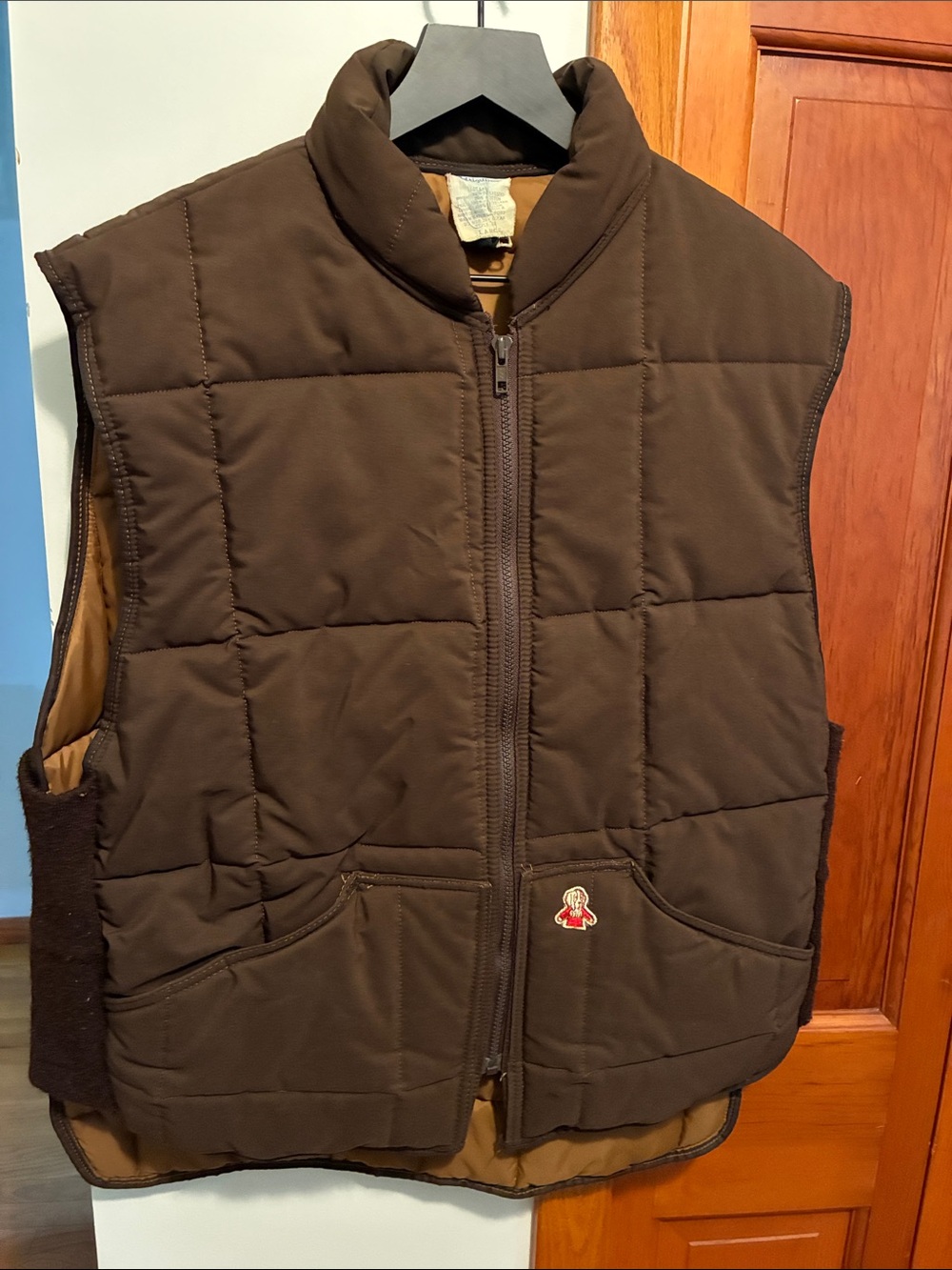 Vintage RefrigiWear Quilted Chocolate Brown Puffer Vest with Small Patch